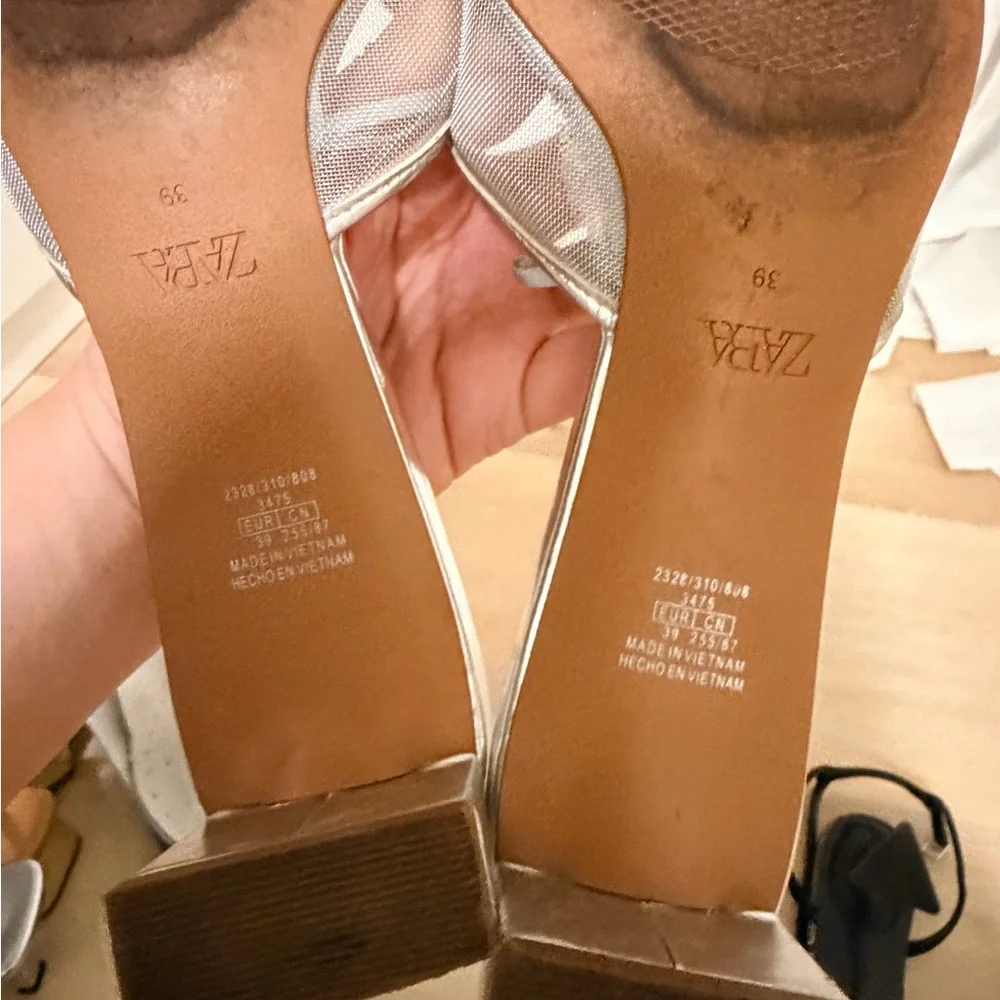 Zara Metallic Silver Sandals - Picture 2 of 2